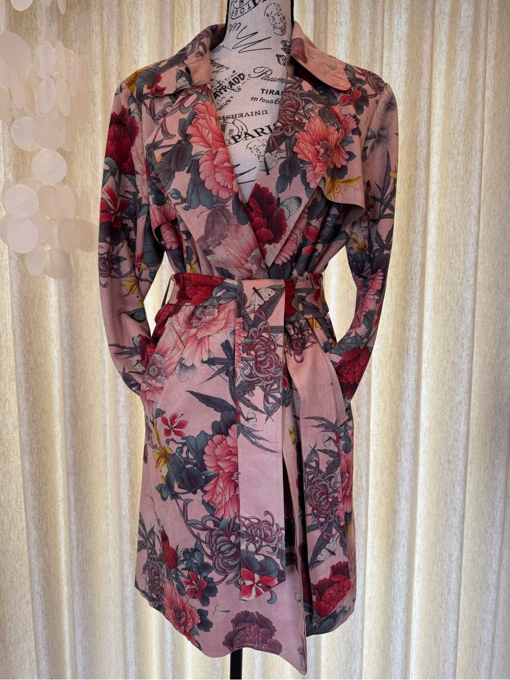 Floral Wrap Coat with Belt
